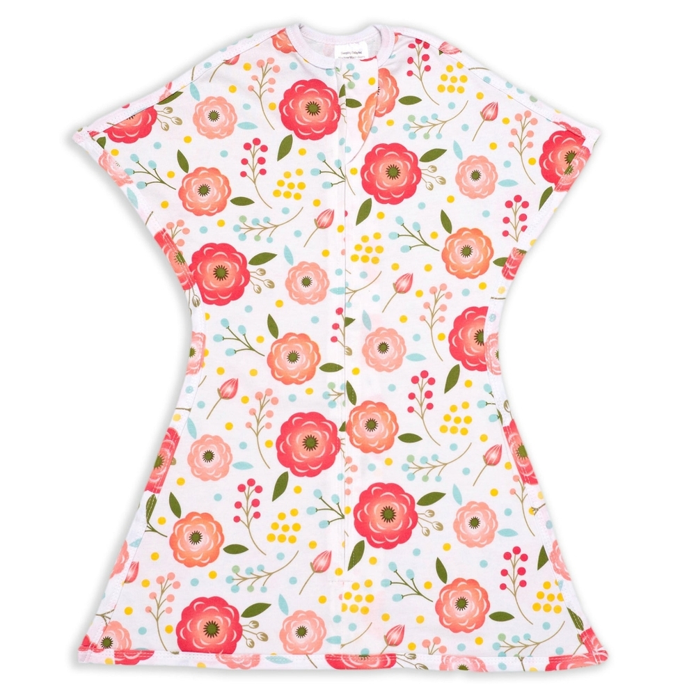 NEW Zipadee-Zip MEDIUM 6-12M 18-26 lbs, Swaddle Transition Pink Poppy Floral